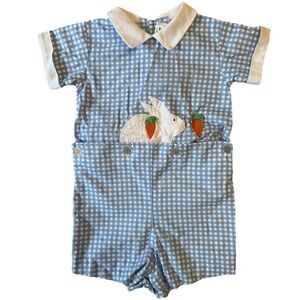 Vintage Jayne Copeland Shortall Romper 24M Easter Outfit Bunny Rabbit Springtime